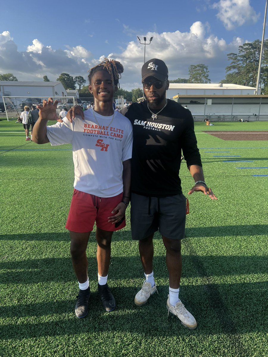 RickySales_3's tweet photo. Had an incredible experience showcasing my skills at the Sam Houston state football camp this week. Grateful for the opportunity and the amazing support. @CoachSkyCassity @CoachKCKeeler @BearkatsFB @EAgbaroji @CoachEkanem @CoachBoodon @coach_mcdowell https://t.co/OWeX0WWAde