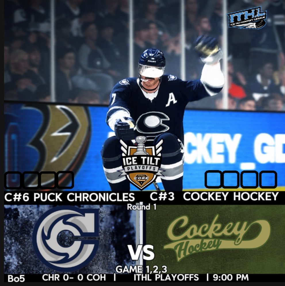 puck_Chronicles's tweet image. Playoff Gameday as we are on the road vs Cockey Hockey at 9:00 est And we play Game 1 - 3 

Roll Chronicles ❄️❄️

@IceTiltHL
