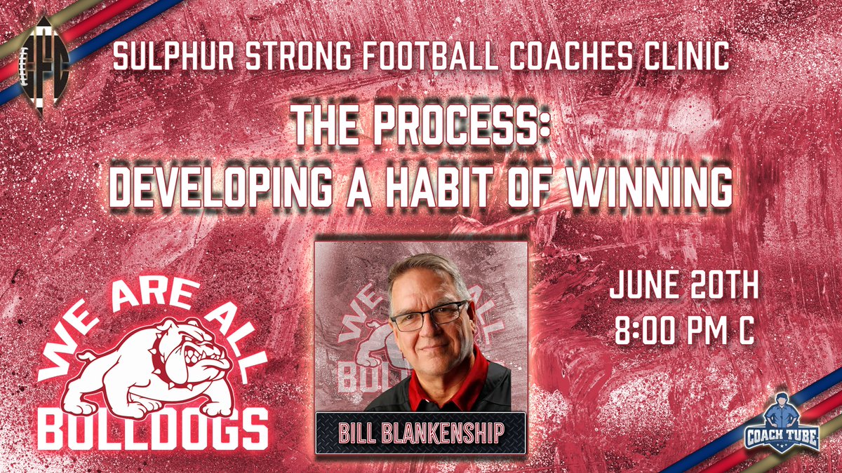 Daniel Chamberlain (@coachchambook) on Twitter photo The GRAND FINALE!
<a href="/CoachBBlank/">Bill Blankenship</a> brings it all home as we close out this #SulphurStrong Football Coaches Clinic.
Come listen to one of the best to ever do it spill the beans on how to find success, outside of the Xs and Os.
This is the stuff every coach NEEDS to hear. You can The GRAND FINALE!
<a href="/CoachBBlank/">Bill Blankenship</a> brings it all home as we close out this #SulphurStrong Football Coaches Clinic.
Come listen to one of the best to ever do it spill the beans on how to find success, outside of the Xs and Os.
This is the stuff every coach NEEDS to hear. You can