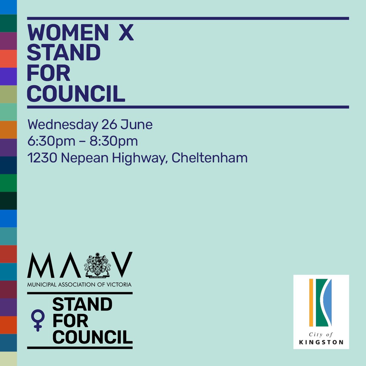 Banyule City Council (@banyulecouncil) on Twitter photo Be part of history! In 2020 nearly 44% of Victoria's councillors were women. Let's grow this number for the 2024 elections!
Join <a href="/MAV_1879/">Municipal Association of Victoria (MAV)</a> women-focused info session with <a href="/kingstoncc/">Kingston Council</a>. Hear from past councillors and learn about support from <a href="/Algwanational/">Algwa</a>
mav.asn.au/stand-for-coun… Be part of history! In 2020 nearly 44% of Victoria's councillors were women. Let's grow this number for the 2024 elections!
Join <a href="/MAV_1879/">Municipal Association of Victoria (MAV)</a> women-focused info session with <a href="/kingstoncc/">Kingston Council</a>. Hear from past councillors and learn about support from <a href="/Algwanational/">Algwa</a>
mav.asn.au/stand-for-coun…