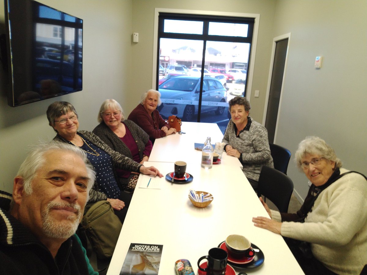 gearsgeary's tweet image. #friendlyfeilding #writers group with Mum and her mates. We took over the Rosebowl conference room. Such great stories and storytellers. And my Mum always has the best lines, like today: David, you are walking on my dirt 😁