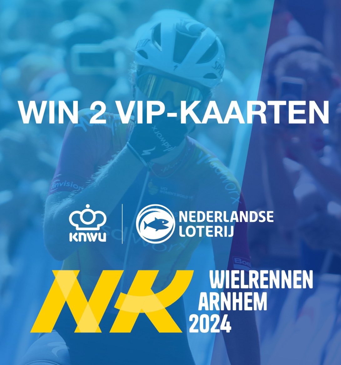 🚴‍♀️‼️𝙒𝙞𝙣𝙖𝙘𝙩𝙞𝙚‼️ Zondag is het zover. Het <a href="/NLLoterij/">Nederlandse Loterij</a> NK op de weg in Arnhem en omgeving. Je kunt het meemaken! Win 2 VIP-kaarten door dit bericht te retweeten. De actie loopt tot zaterdagmiddag 22 juni tot 22.00 uur. Dus grijp je kans!

#NKweg2024 #NKwielrennen2024