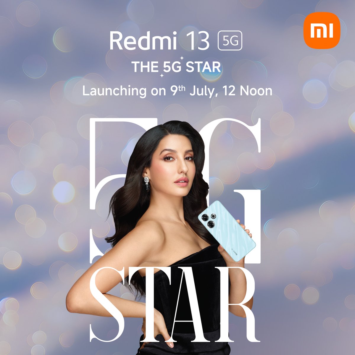 RedmiIndia's tweet image. Introducing the 5G Star: Redmi 13 5G ft. #NoraFatehi!  ⭐️

With stunning looks and blazing-fast 5G, #Redmi13 5G is set to redefine elegance and performance.

Meet #The5GStar on 9th July&apos;24.

Know more: bit.ly/Redmi13_5G