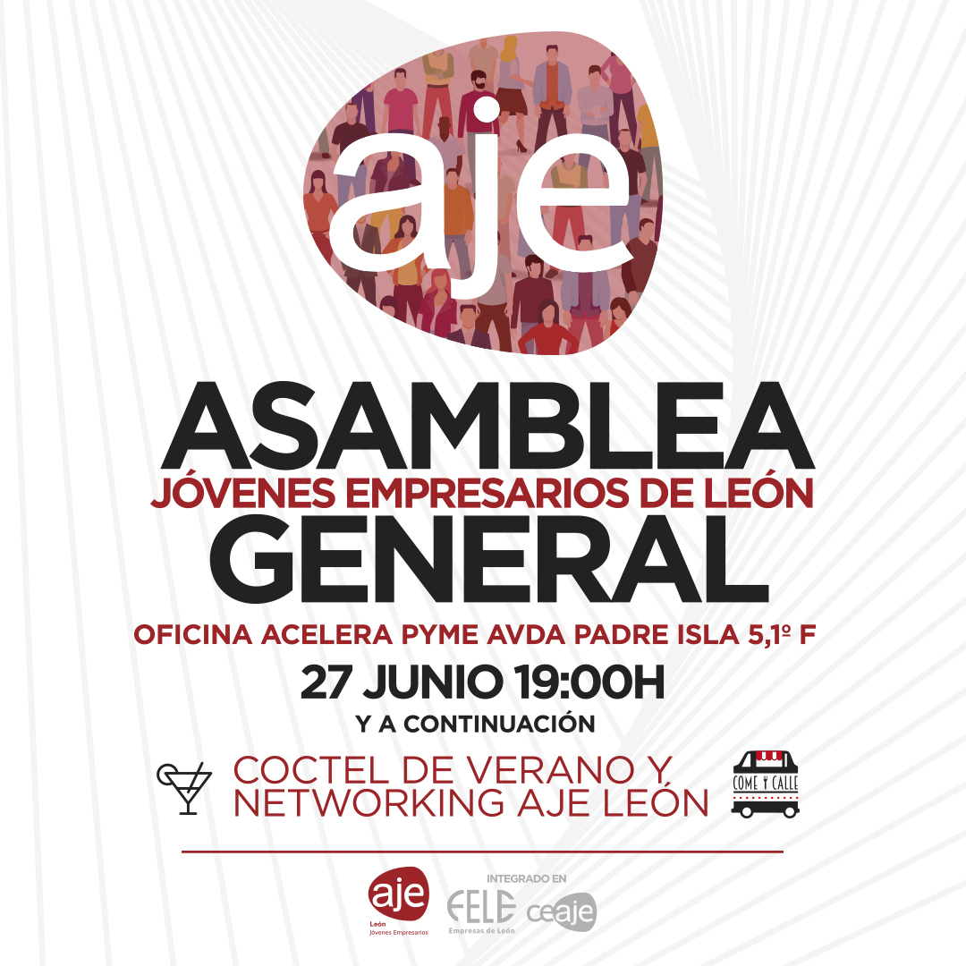 🔴 ASAMBLEA GENERAL 2024 🔴

⭕️❌ ¡Reserva ya tu plaza para la Asamblea General! ⭕️❌
🗓️ Jueves 27 de junio 🕢 19:00h 📍 Oficina ACELERA PYME (Avda. Padre Isla 5, 1ºF)

¡Nos vemos allí! 👏✨

INSCRIPCIÓN: forms.gle/zijuDEdrBcAPUD…
