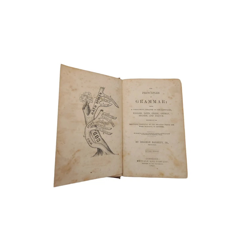 PFTPAntiques's tweet photo. A rare copy of The Principles of Grammar Being A Compendious Treatise On The Languages, English, Latin, Greek, German, Spanish, and French by Barrett Solomon, Jr. Printed in 1857! 
#antiquebooks #oldbooks #grammarbooks #languagebooks #booksforteachers 

https://t.co/DeUbXeG7Q9 https://t.co/uur3iw2Yoa