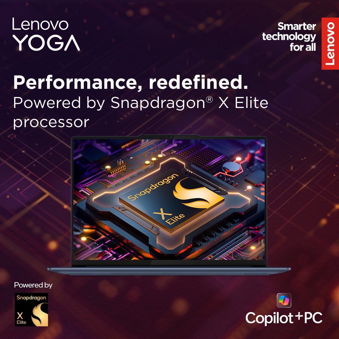Snapdragon_ID's tweet image. PERTAMA DI 🇮🇩

Lenovo Yoga Slim 7x menjadi #CopilotPCs pertama di Indonesia yang ditenagai #Snapdragon X Elite.

Performa NPU tercepat hingga 45 TOPS dan efisiensi khas Snapdragon X Elite, memaksimalkan aktivitas penggunanya pada waktu pakai yang lebih lama. Sambut #ThePCReborn.