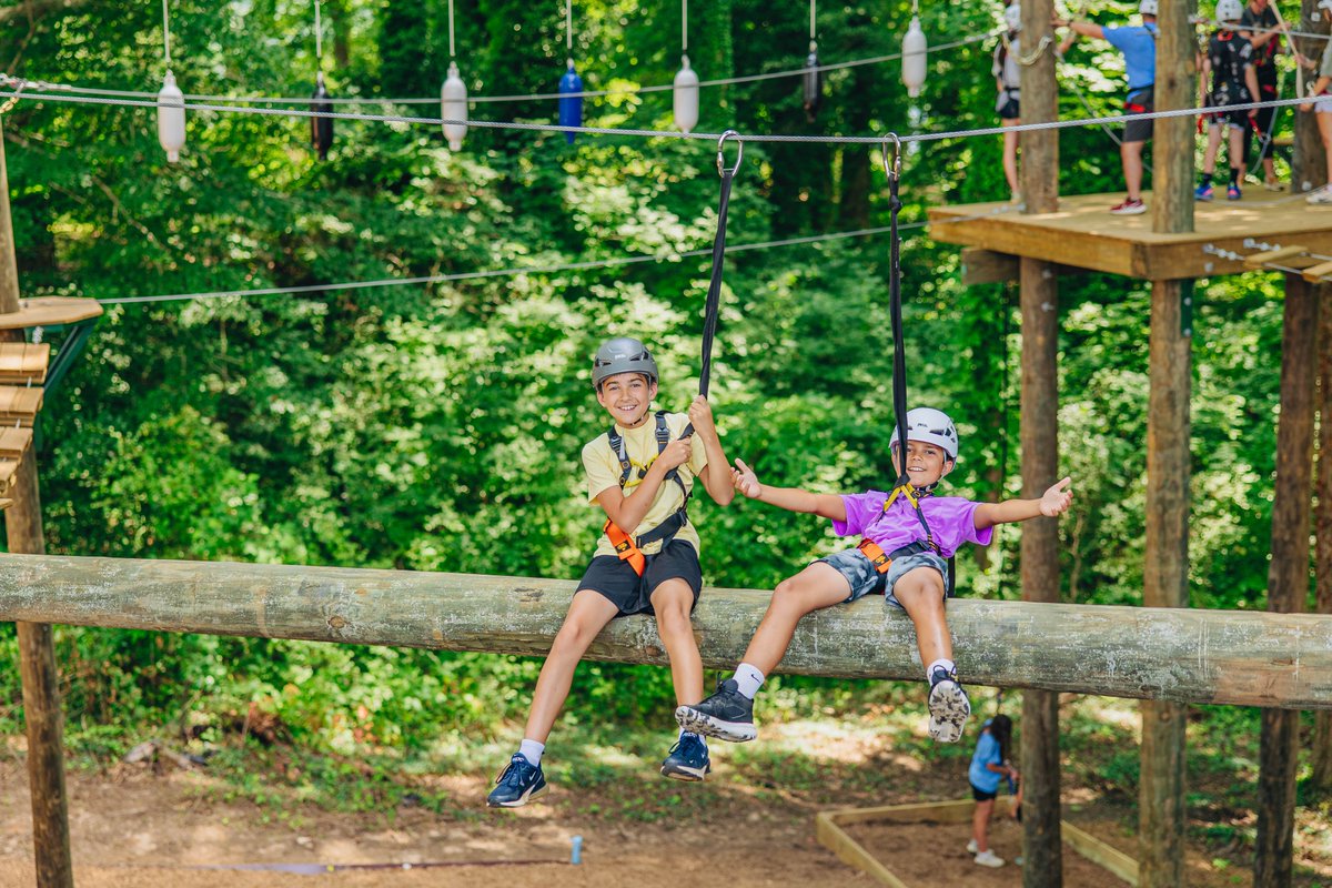Hey! We'll be here hanging out with our camp friends on the high ropes course from now on.