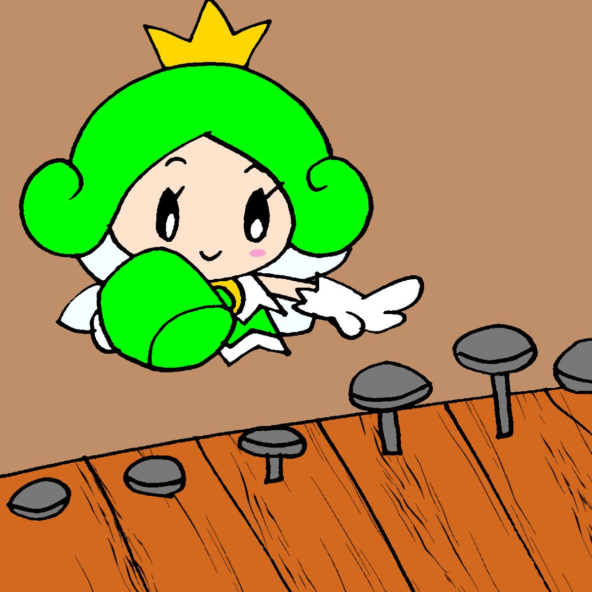 #スーパーマリオ　#たまSNS_withBaby ようせい姫「釘打ちもお手のものですわ。」