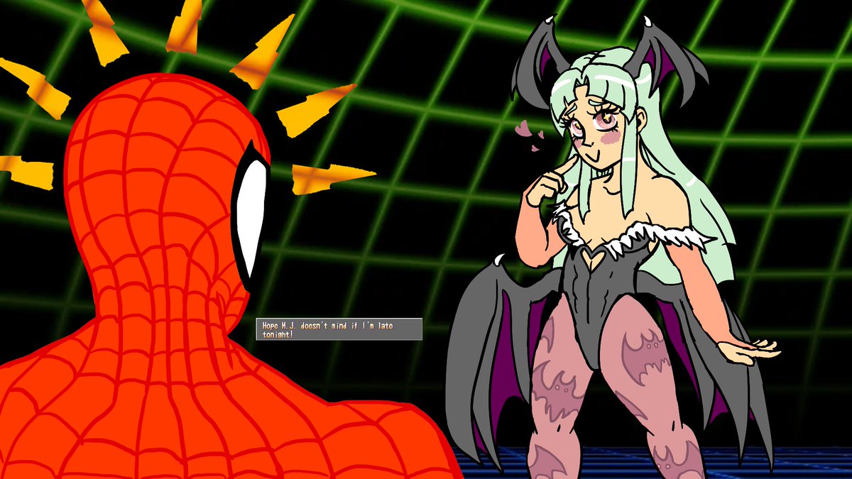 Chlorondria's tweet image. Collab with @/floatEEEE in Magma of a Spidey discovering Morrigan. Mahvel, baby!
#MvC2isFree #marvelvscapcom #spiderman #darkstalkers