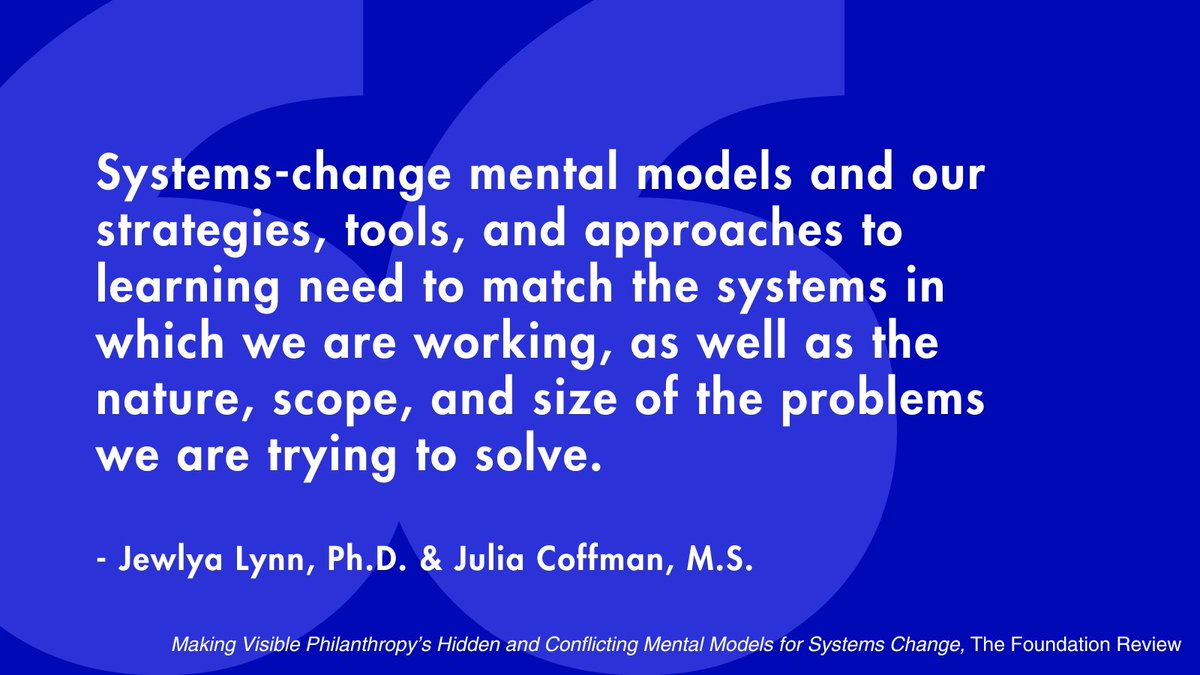Center for Evaluation Innovation (@eval_innovation) on Twitter photo What systems change mental model does your work align with?
Co-authored by <a href="/JewlyaLynn/">Jewlya Lynn</a> at PolicySolve & Julia Coffman, this piece interrogates two mental models and offers examples from <a href="/CalEndow/">California Endowment</a>, <a href="/HumanityUnited/">Humanity United</a>, & <a href="/ImaginableFut/">Imaginable Futures</a>.
Read it here: lnkd.in/ekZZ3MCj What systems change mental model does your work align with?
Co-authored by <a href="/JewlyaLynn/">Jewlya Lynn</a> at PolicySolve & Julia Coffman, this piece interrogates two mental models and offers examples from <a href="/CalEndow/">California Endowment</a>, <a href="/HumanityUnited/">Humanity United</a>, & <a href="/ImaginableFut/">Imaginable Futures</a>.
Read it here: lnkd.in/ekZZ3MCj