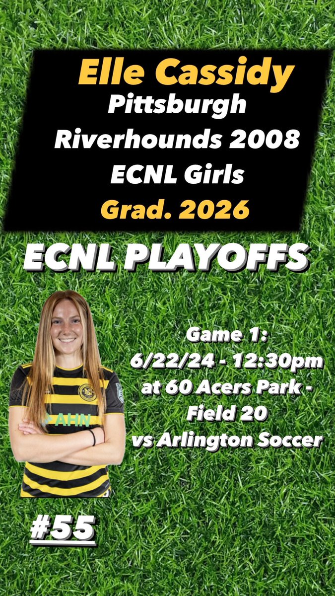 So excited for ECNL playoffs this weekend!!! Come check my teammates and I out at our first game this Saturday!
<a href="/ImCollegeSoccer/">College Soccer Truth ™</a> <a href="/ImYouthSoccer/">ECNL/GA/Recruiting/College Soccer</a> <a href="/HoundsAcademy/">The Riverhounds Academy</a> <a href="/RotzyJ_37/">John Rotz</a> <a href="/ECNLgirls/">ECNL Girls</a>