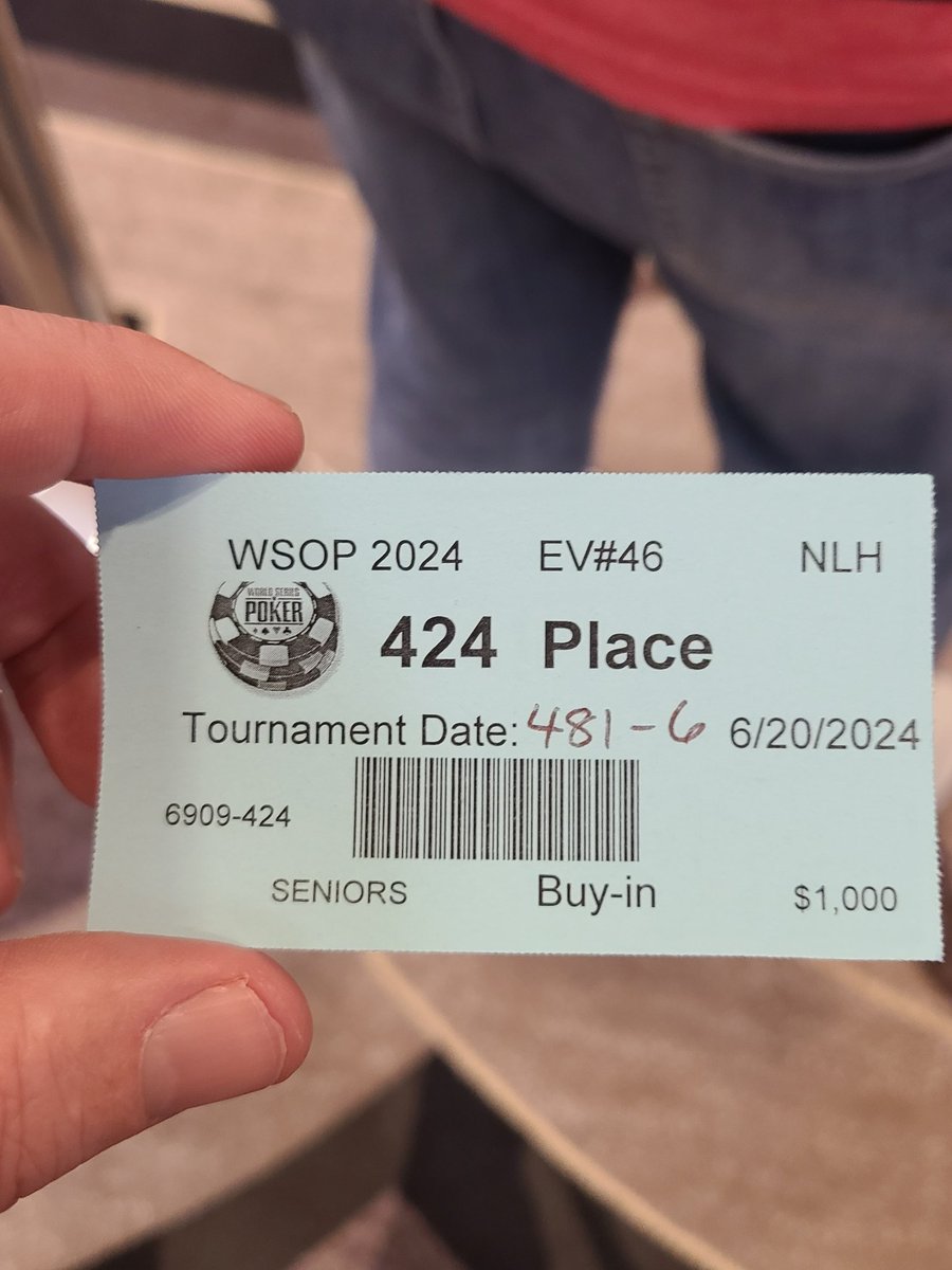 Out of the <a href="/WSOP/">WSOP - World Series of Poker</a> Seniors.  After KK < AA vs <a href="/NancyBirnbaum/">Nancy M Birnbaum</a> right after dinner break and then 99 < AK for my last 10bb an orbit later.  <a href="/jakacoaching/">Jakacoaching 🎓</a>