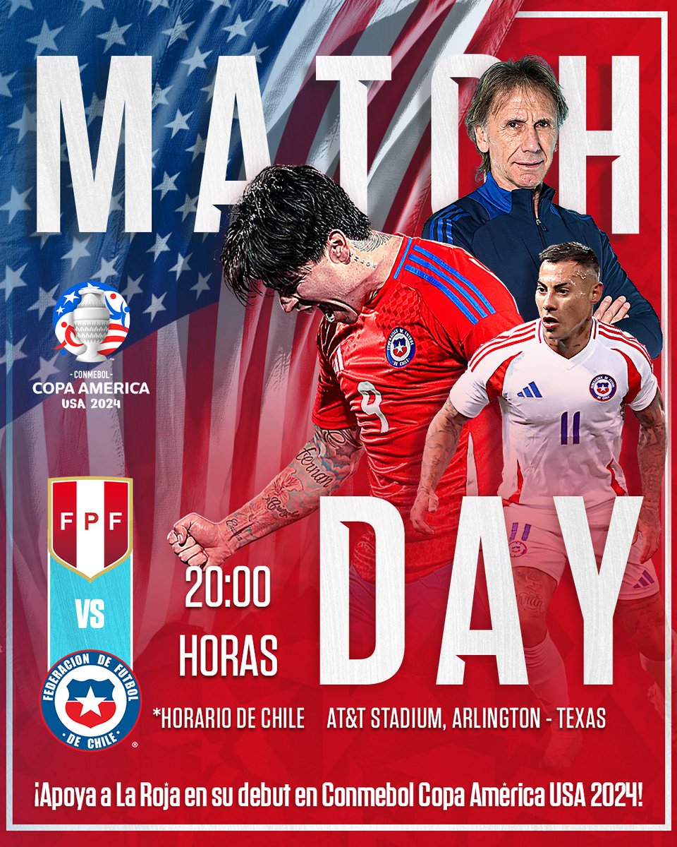 LaRoja's tweet photo. ¡LLEGÓ EL DÍA! ⌛️🔛

#LaRoja 🇨🇱 comienza su camino en la CONMEBOL Copa América USA 2024™️

#SomosLaRoja https://t.co/UynJEgXjPv