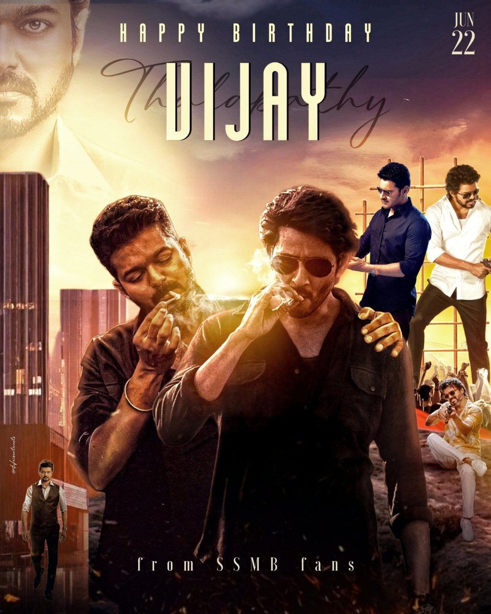 MaheshVijayFC's tweet photo. Here is the special common design for our Thalapathy VIJAY'S 50 th Bday from our @MaheshVijayFC team ❤

Design : @Heisentweets 

Happy B'day @actorvijay anna 😍

 #AdvHBDThalaivarVijay #HBDVijayFromMaheshBabuFans #TheGreatestofAllTime https://t.co/faaaST9KSB
