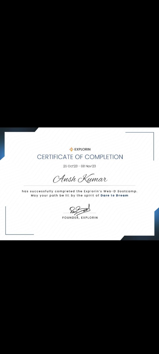Anshkumar000111's tweet image. I have successfully completed the web development boot camp! This journey has been an incredible learning experience, filled with hands-on projects and deep dives into coding. A big thank you to my mentor, Raj Sir. #WebDevelopment #CodingBootCamp   #WebDevSuccess
#explorin