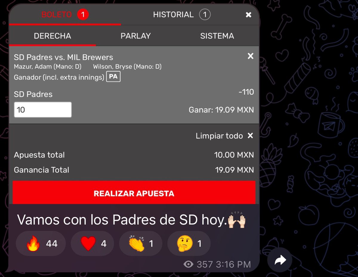 Volvimos a cobrar el FREE PICK otro dia mas.

TOTALMENTE GRATIS.

Una locura la racha que llevamos✅✅✅