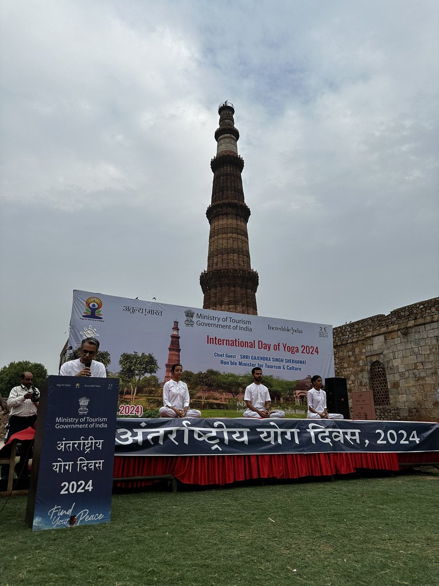 Participated in the International Day of Yoga at the iconic Qutub Minar, led by Tourism &amp; Culture Minister <a href="/gssjodhpur/">Gajendra Singh Shekhawat</a> ! A beautiful morning filled with serenity and unity through yoga. #InternationalDayOfYoga #QutubMinar #IncredibleIndia #MinistryOfTourism <a href="/incredibleindia/">Incredible!ndia</a>