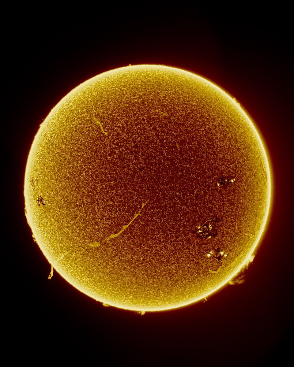 Happy Summer Solstice!
I took this at 7:30am this morning.
It’s my first attempt at using a Hydrogen Alpha scope to capture our Sun. I’m incredibly happy.

We take our star for granted. It’s that simple. It was worshiped by every ancient culture, yet in our current time, it’s