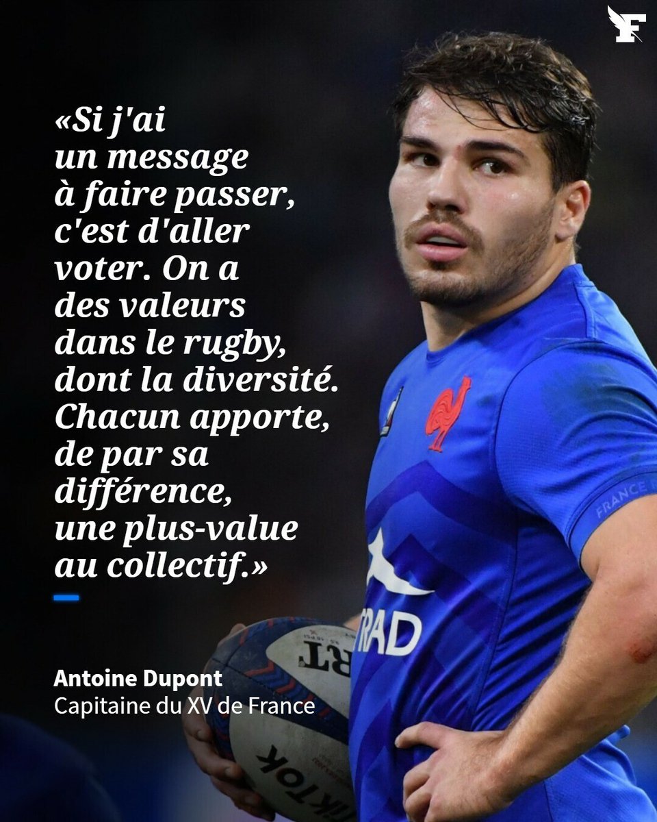 Le demi de mêlée de Toulouse et capitaine du XV de France a appelé les gens à aller voter pour les prochaines élections législatives. Et mis en avant les valeurs de tolérance du rugby.  →l.lefigaro.fr/IGo