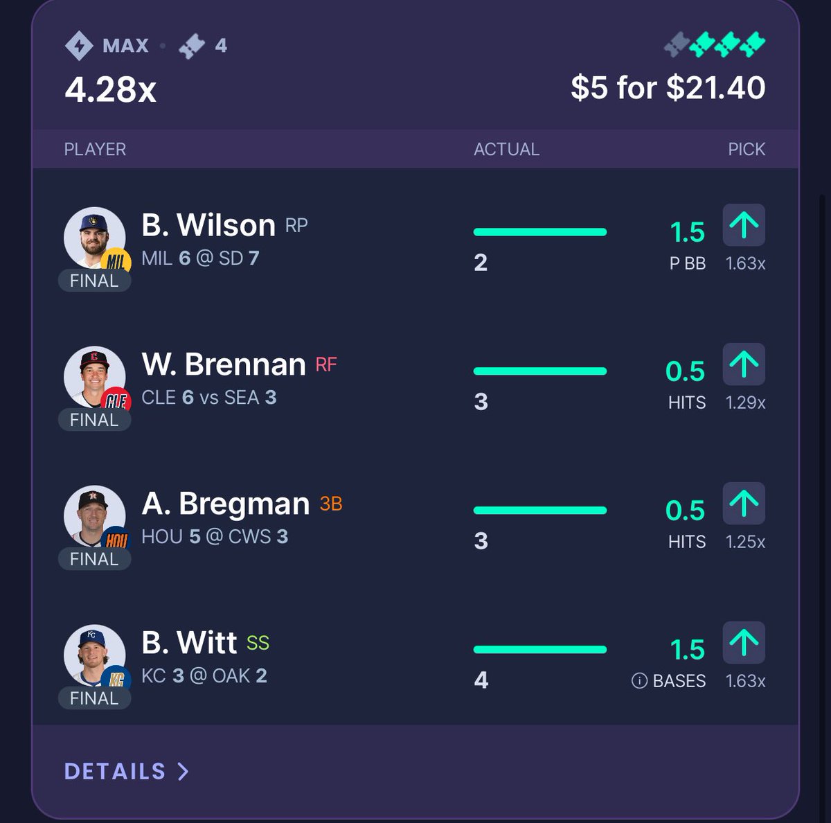 DFSNicholas's tweet image. Not a bad night! @SleeperPicksHQ @parlay_play @PrizePicks @DFSArmy