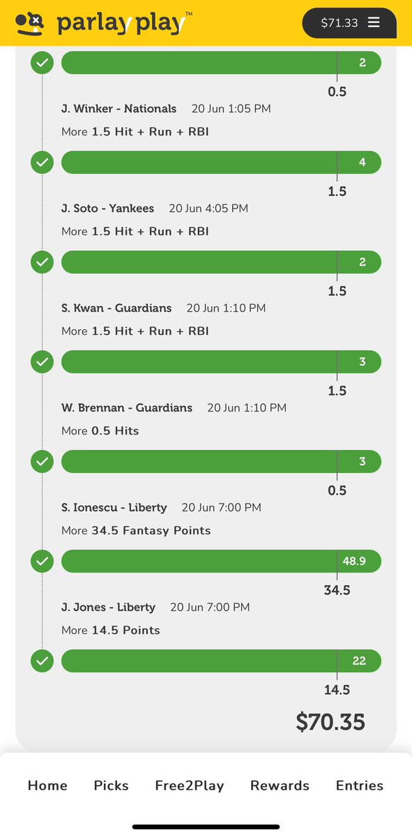 DFSNicholas's tweet image. Not a bad night! @SleeperPicksHQ @parlay_play @PrizePicks @DFSArmy
