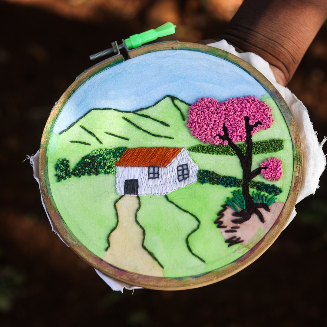 insight_walk's tweet photo. Our students have beautifully blended painting with hand embroidery to create this stunning piece of art! https://t.co/6pcUMaUOvr