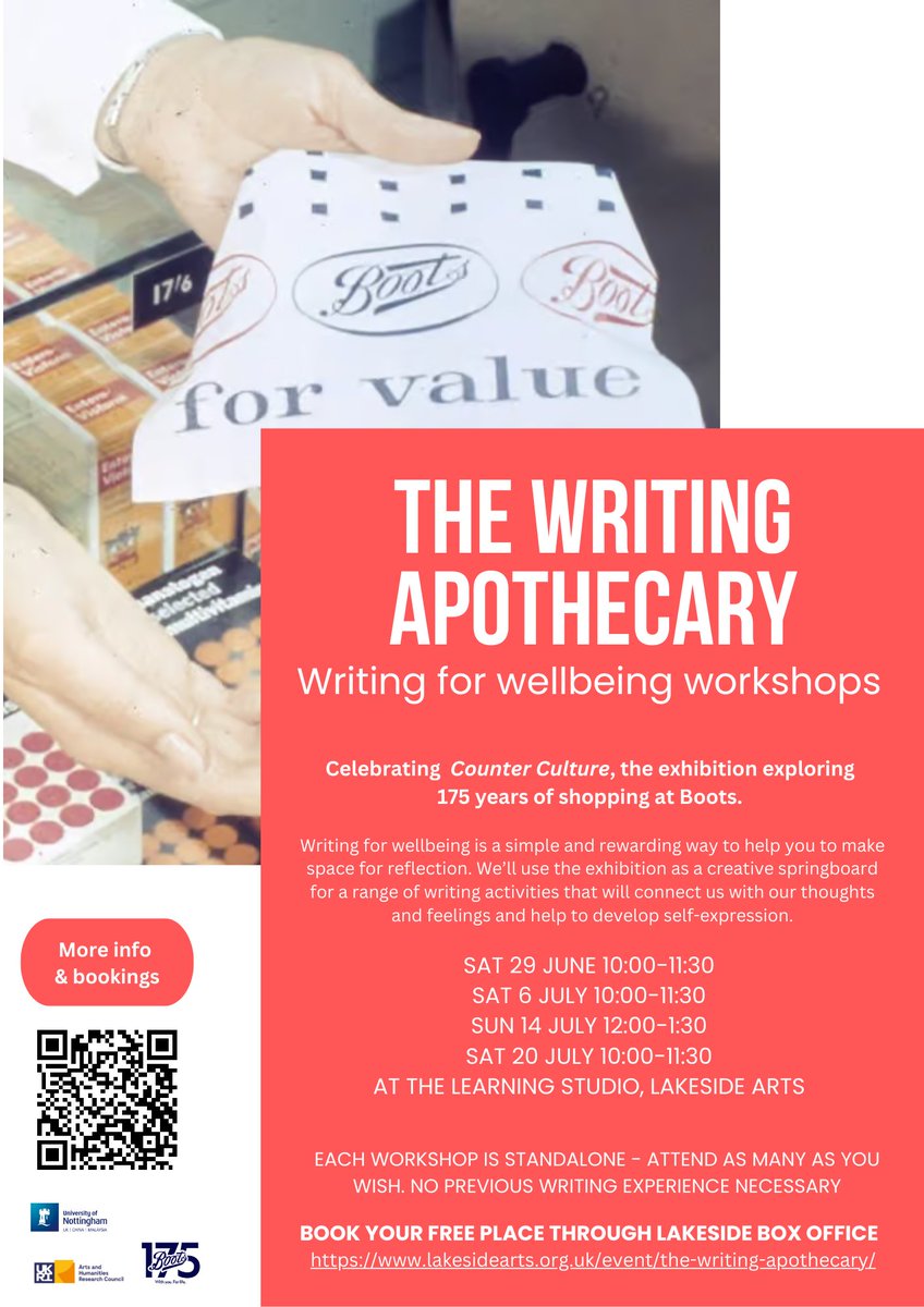 Dr Helen Foster (@dr_hlfoster) on Twitter photo Join us for a series of writing for wellbeing workshops inspired by Counter Culture exhibition <a href="/LakesideArts/">Lakeside Arts</a> <a href="/OTglobalcounter/">Over the Global Counter</a> <a href="/UoNHumanities/">School of Humanities | University of Nottingham</a>. Free, fun & informal sessions for anyone interested in exploring the therapeutic potential of writing. <a href="/WritingEM/">Writing East Midlands</a> <a href="/NottsLibraries/">Inspire Nottinghamshire Libraries</a> Join us for a series of writing for wellbeing workshops inspired by Counter Culture exhibition <a href="/LakesideArts/">Lakeside Arts</a> <a href="/OTglobalcounter/">Over the Global Counter</a> <a href="/UoNHumanities/">School of Humanities | University of Nottingham</a>. Free, fun & informal sessions for anyone interested in exploring the therapeutic potential of writing. <a href="/WritingEM/">Writing East Midlands</a> <a href="/NottsLibraries/">Inspire Nottinghamshire Libraries</a>