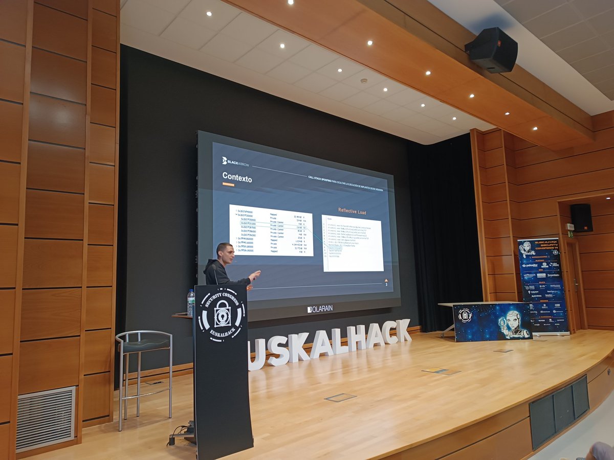 EuskalHack's tweet image. ¡No parpadees si no te lo quieres perder! Kurosh Dabbagh nos habla de &quot;Call Stack Spoofing para ocultar la ejecución de implantes desde memoria&quot; #WindowsInternals #Malware #EDR @_Kudaes_