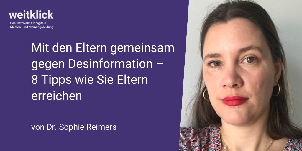 Lehrkräfte, aufgepasst! Im Blogbeitrag finden Sie 8 praktische Tipps und Ressourcen, wie Sie Eltern erreichen und mit ihnen über #Desinformation sprechen können. So stärken Sie die Medienerziehung in der Familie. 👩‍🏫 #Medienbildung

Zum Blogbeitrag: weitklick.de/blog/mit-den-e…