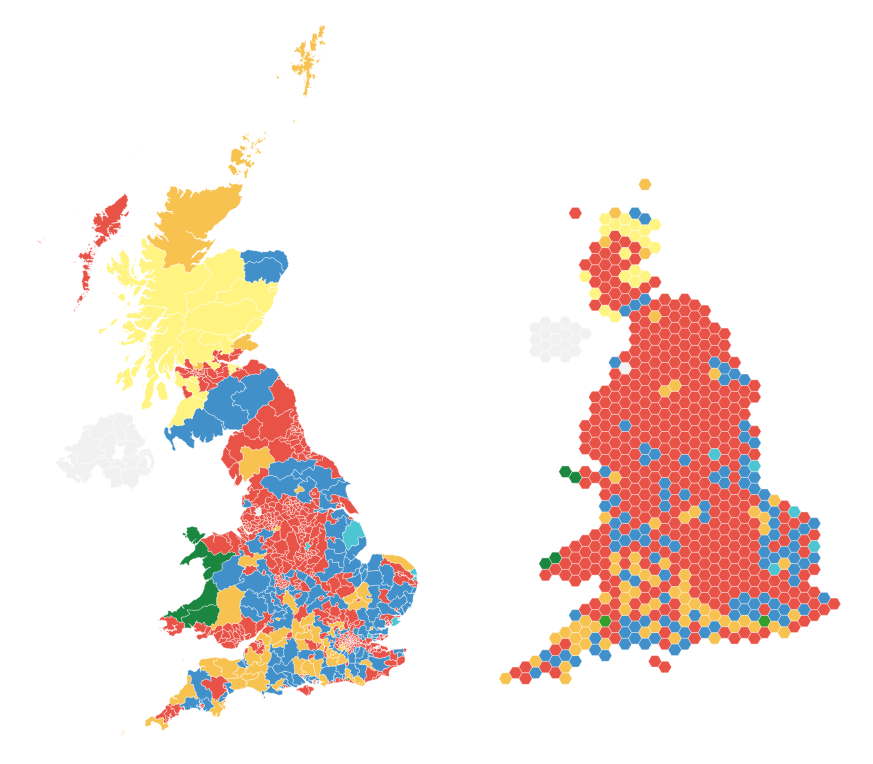 For anyone using any of our UK constituency files (geo, hex or geo + hex) I've added an updated file set with the new area codes for the 5 Scottish constits that changed (🤬), just to ease your pain - plus a simple csv with electorate and area data 

automaticknowledge.org/wpc-hex/