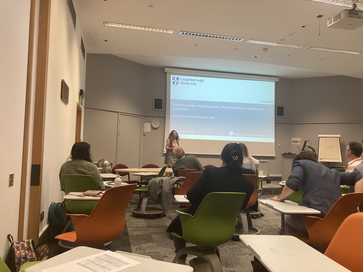 Early Career Colloid Network (@eccolloid) on Twitter photo <a href="/bonlab/">Stefan Bon ๐ณ๏ธโ๐๐ธ</a> <a href="/dyneval/">Dyneval Ltd</a> Our first speaker in the final session is Constantina Sofraniou describing her work on antibacterial coatings <a href="/bonlab/">Stefan Bon ๐ณ๏ธโ๐๐ธ</a> <a href="/dyneval/">Dyneval Ltd</a> Our first speaker in the final session is Constantina Sofraniou describing her work on antibacterial coatings