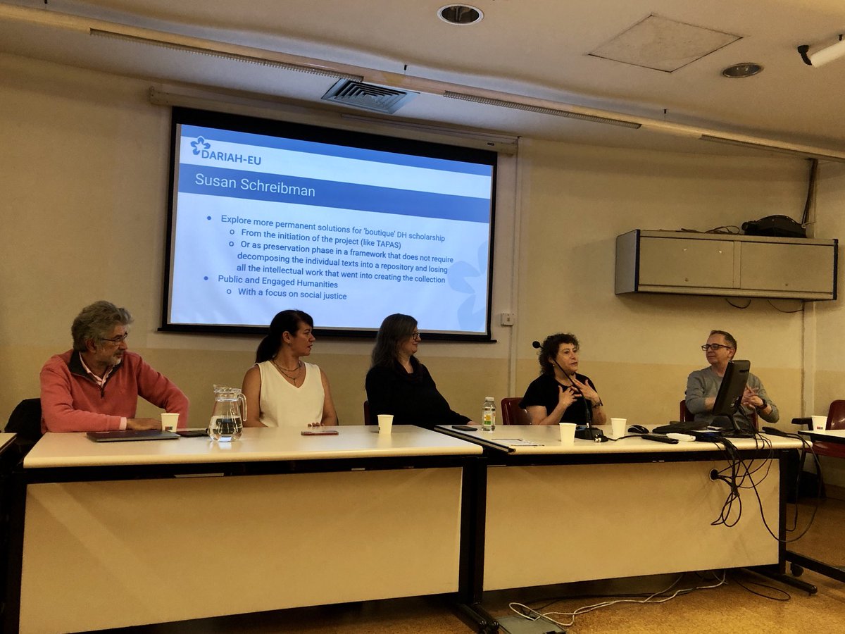 Time to celebrate the ⁦⁦<a href="/DARIAHeu/">DARIAH-EU | @dariaheu.bsky.social</a>⁩ 10th anniversary and also welcome ⁦<a href="/schreib100/">Susan Schreibman</a>⁩ as the new DARIAH director! We look forward to working with her along with ⁦<a href="/agiati/">Agiati Benardou</a>⁩, ⁦<a href="/schambers3/">Sally Chambers</a>,
and ⁦<a href="/ttasovac/">Toma Tasovac</a>⁩ (in the new role of advisor).🍾 #DARIAH2024