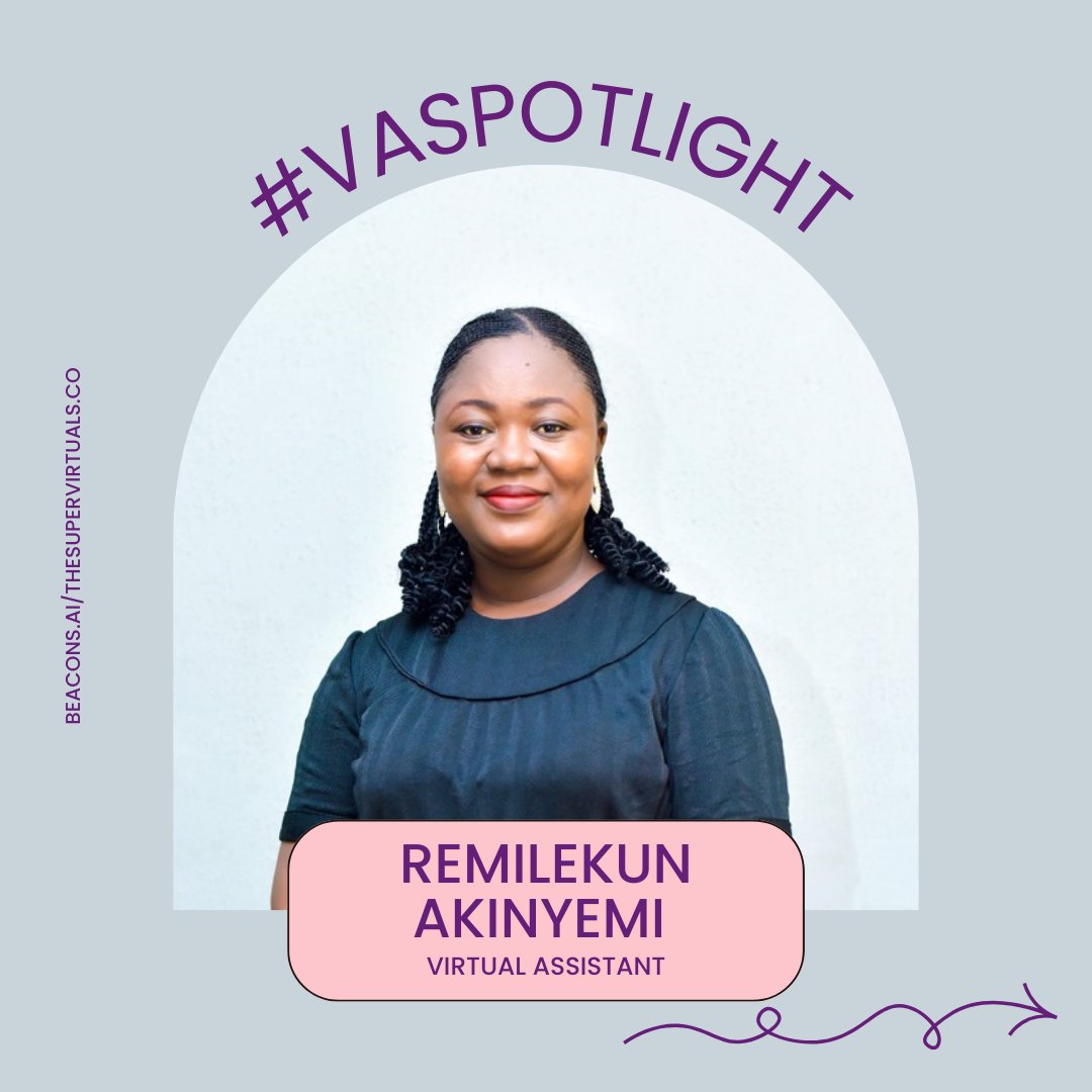 supervirtualsco's tweet photo. It’s another #VASpotlight Friday! 🥳

Today, we featured Remilekun Akinyemi, a Task Support Virtual Assistant. 👏

She shared with us a bit of her journey. She also has tips for the growing VA. Read to the end of the slides to learn from her experience!

A THREAD. 1/2 https://t.co/jGDZnOiPtp