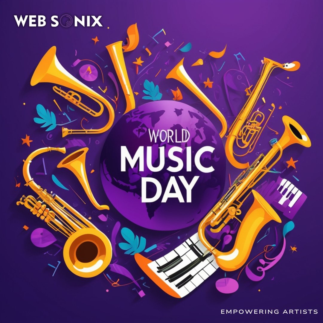 Happy #WorldMusicDay! 🎶 Let's celebrate the universal language that brings us all together. 
 At <a href="/WebSoniX_Music/">WebSoniX</a> , our mission is to take independent music to the world. 🎤🎸 
#WebSoniXRevolution💜

#MusicLovers #IndieMusic #GlobalSounds #MusicForAll