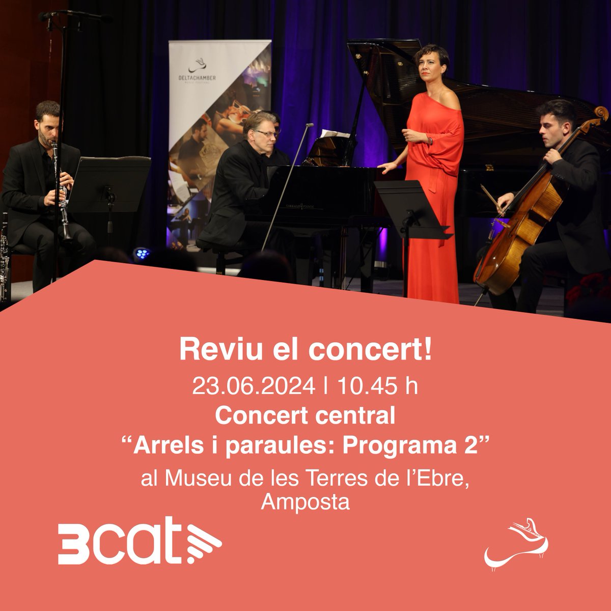 És un honor per al festival que els nostres concerts s'emetin per la principal TV del país! Aquest dg. 23.06, a les 10.45 h, torna a gaudir del concert central “Arrels i paraules: Programa 2” que vam viure a Amposta durant la nostra 8a edició. El podràs veure a TV3 o a <a href="/som3cat/">3Cat</a>.