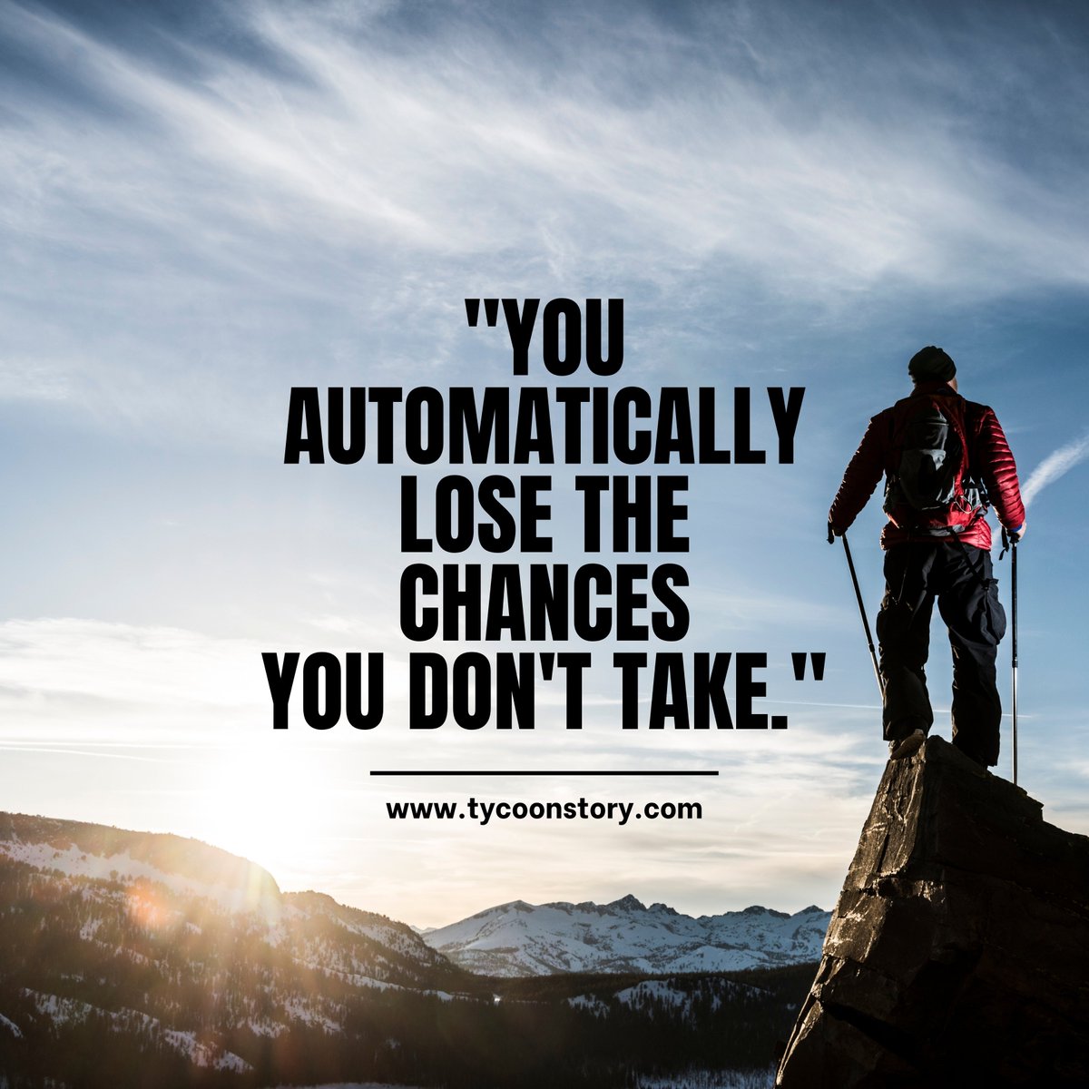 TycoonStoryCo's tweet photo. If you don't take chances, you miss out on opportunities by default.

#takechances #EmbraceOpportunity #risktaking #personalgrowth #achievegoals #successmindset #SeizeOpportunities #embraceuncertainty #learnandgrow #proactivelife 

https://t.co/jWxtt2gOKY https://t.co/Ov8d8WMGKk