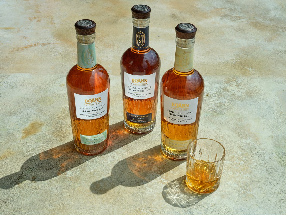 Introducing the first core range of #BoannSinglePotStillIrishWhiskeys; Madeira, P.X. &amp; Marsala. Carefully crafted with local grains &amp; our Boyne Valley well water, every drop captures the essence of our landscape. Available now at boanndistillery.ie