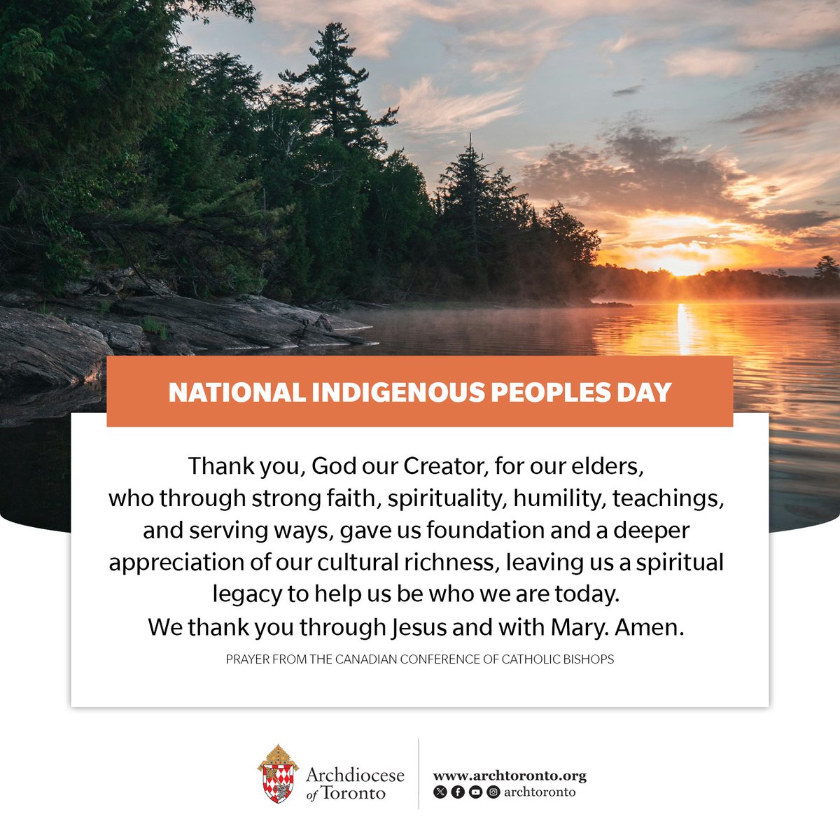 On National Indigenous Peoples Day, we pray in thanksgiving for the history, heritage, resilience and diversity of First Nations, Inuit and Métis across Canada. #NIPD2024