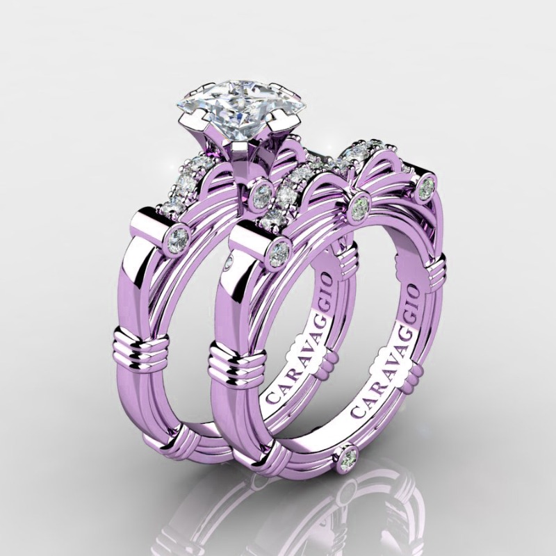 CaravaggioJewel's tweet photo. Follow 💍 https://t.co/vxmQDbuJat Art Masters Caravaggio 14K Lilac Gold 1.25 Ct Princess White Sapphire Diamond Engagement Ring Wedding Band Set R673PS-14KLGDWS at Caravaggio Jewelry