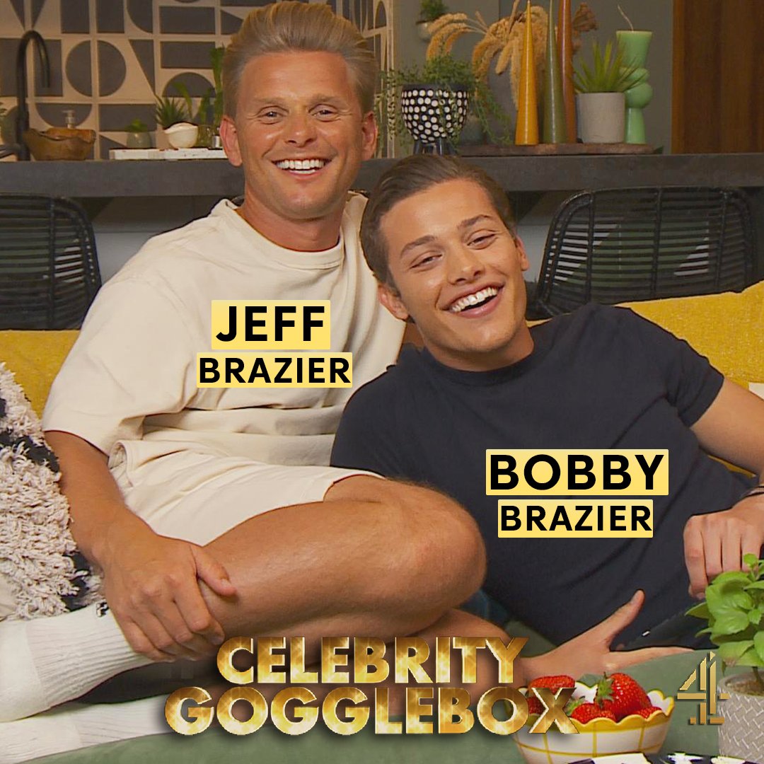 C4Gogglebox's tweet image. Joining us on #CelebrityGogglebox tonight...
⭐️ @GylesB1 &amp;amp; @lulushouts
⭐️ @1Judilove &amp;amp; @CharleneWhite
⭐️ @anniemacmanus &amp;amp; @sarajcox
⭐️ @JeffBrazier &amp;amp; Bobby Brazier 

Tonight at 9pm, @channel4 📺🤩