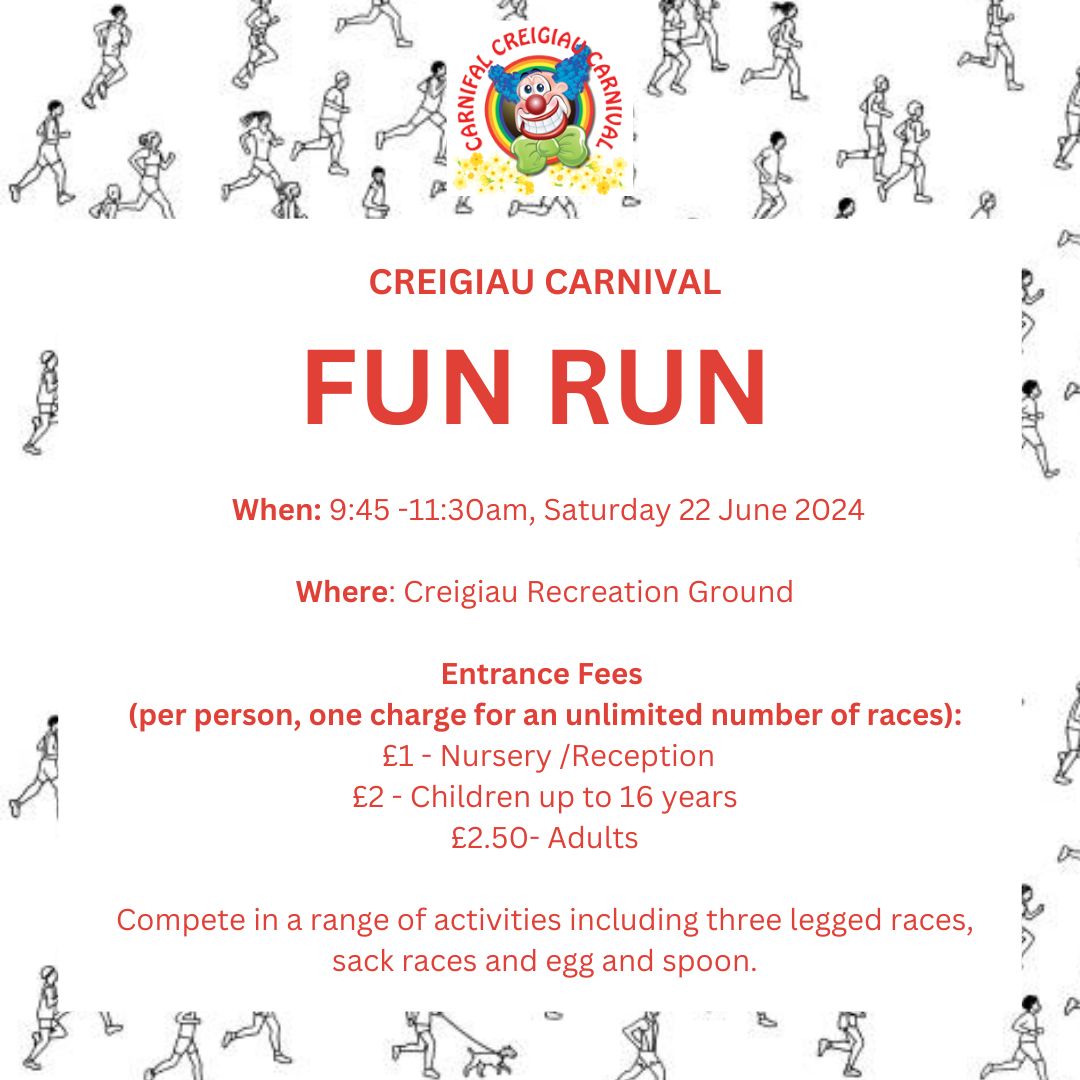 ✨TOMORROW! ✨
Our Fun Run will be taking place tomorrow (22.06.24) at Creigiau Rec, 9:45am. We hope to see you taking part in some welly wanging, sack races and more! 🥇🥈🥉