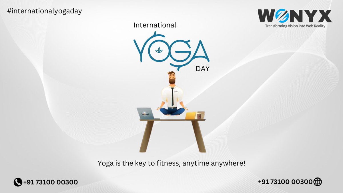WonyxItsolution's tweet image. Happy International Yoga Day from Wonyx IT Solutions Digital Marketing Agency! Just as yoga aligns the mind, body, and spirit, we aim to align your digital marketing strategies for optimal success.
#InternationalYogaDay #WonyxITSolutions #DigitalMarketing #yogaday