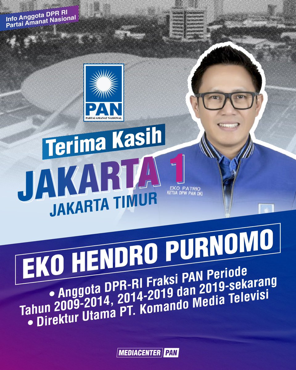 Dengan penuh rasa terima kasih, kami merasa terhormat bisa mewakili suara dan harapan rakyat Jakarta Timur. Kepercayaan kalian yang sebesar ini kepada Eko Patrio menunjukkan betapa mampu ia bekerja keras untuk rakyat tanpa kenal lelah.

#partaiamanatnasional