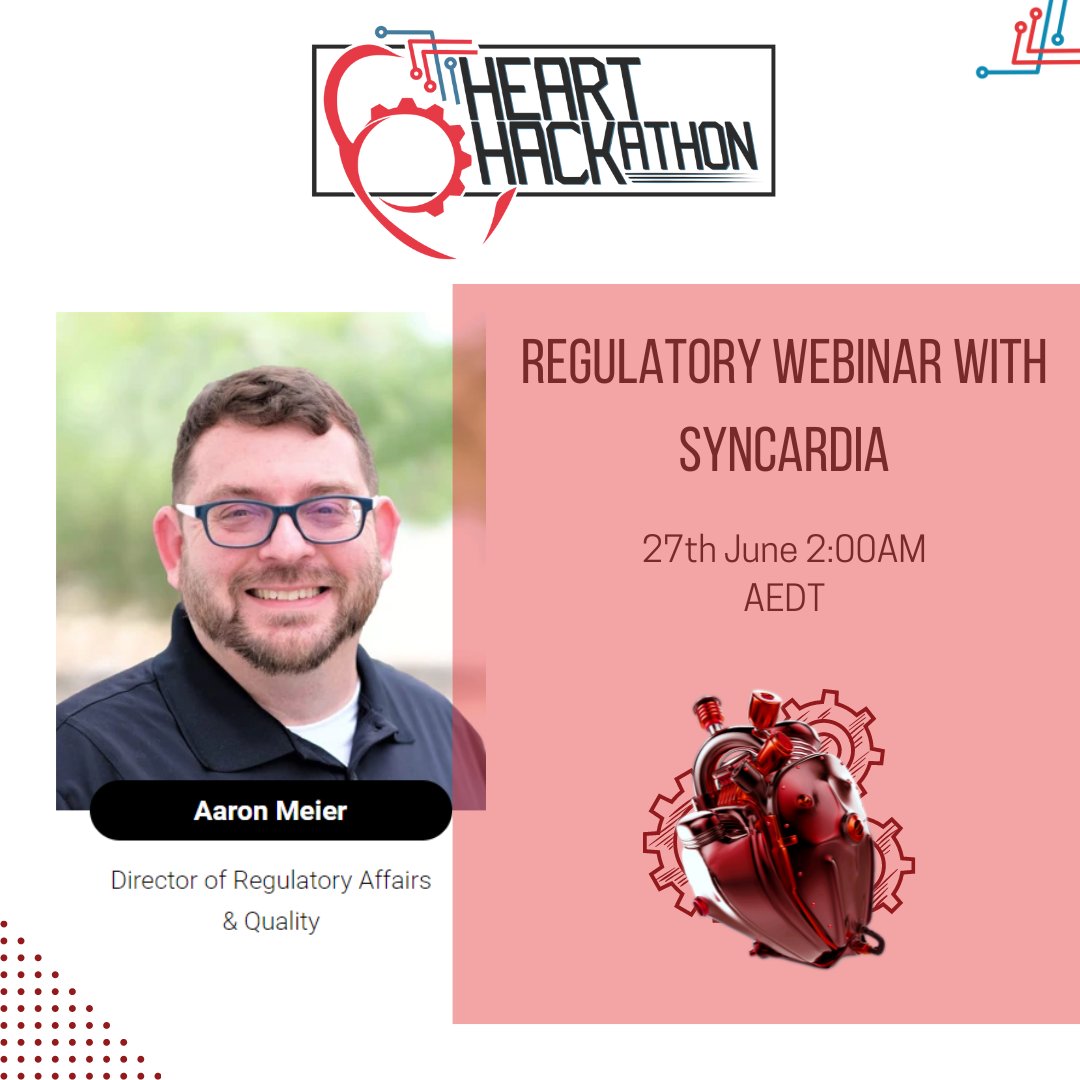 Register for the Regulatory Webinar with Aaron Meier, Director of Regulatory Affairs and Quality at Syncardia!

Date: 27th June, 2024

Time: 9am PST

Rego Link: forms.gle/abdbdfVjFy8hhD…