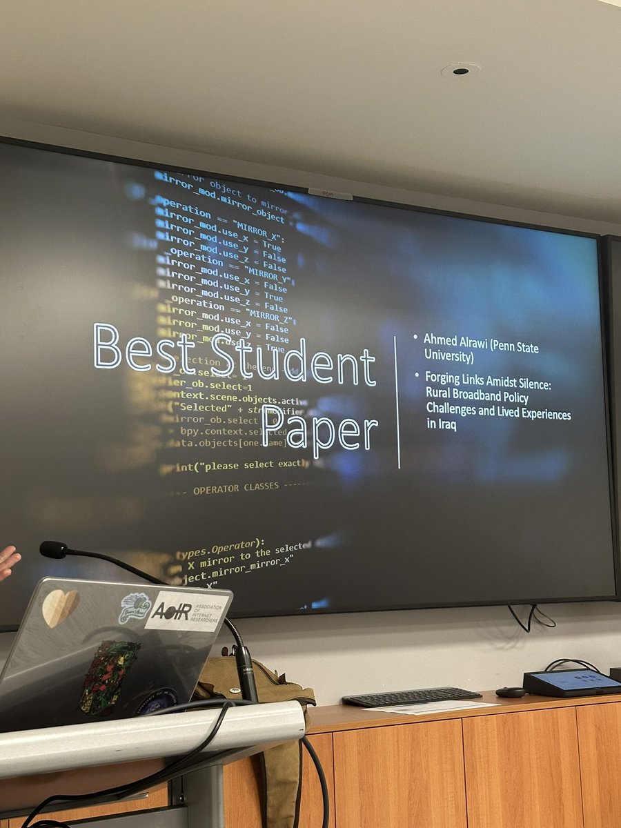 Congratulations <a href="/Alrawi__Ahmed/">Ahmed Alrawi</a> for winning best student paper in the Communication Law &amp; Policy Division <a href="/icahdq/">International Communication Association</a> #ica24. So proud of you!!
<a href="/PSUBellisario/">Penn State Bellisario College</a> <a href="/PSUCOMMGradEd/">PSU Bellisario COMM Grad Ed</a>