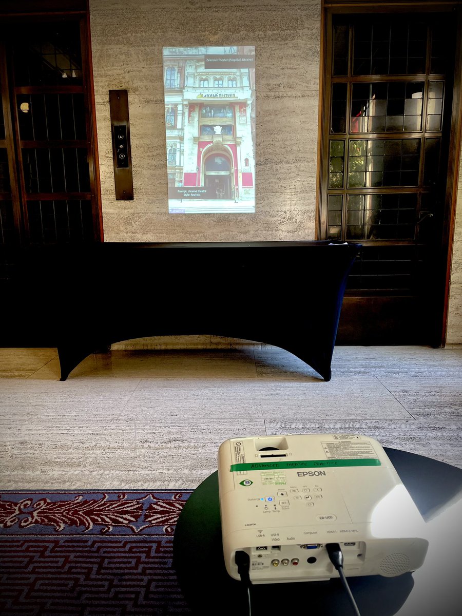 Liam Jarvis (@liamjarvis) on Twitter photo Across the <a href="/PSinternatl/">PSi</a> #PSi29 conference I’m presenting the #GANTheatres installation at Senate House (top of the main stairs), which projects an AI-generated theatre venue in a fictional town for every minute of the event (1,600 theatres in total) <a href="/CSSD_Research/">Research@Central</a> <a href="/LIFTfestival/">LIFT</a> Across the <a href="/PSinternatl/">PSi</a> #PSi29 conference I’m presenting the #GANTheatres installation at Senate House (top of the main stairs), which projects an AI-generated theatre venue in a fictional town for every minute of the event (1,600 theatres in total) <a href="/CSSD_Research/">Research@Central</a> <a href="/LIFTfestival/">LIFT</a>