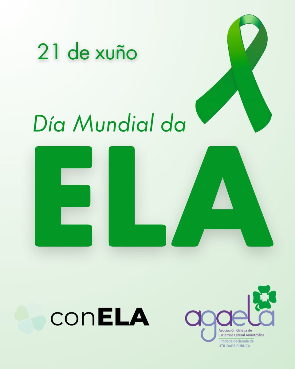 🍀Día Mundial da ELA 🍀

Lee o Manifesto do Día Mundial da ELA neste enlace 👉agaela.es/post/manifiest…

#laELAexiste #JuntosSomosMásFuertes #ConocELA #ConELA #LuzporlaELA