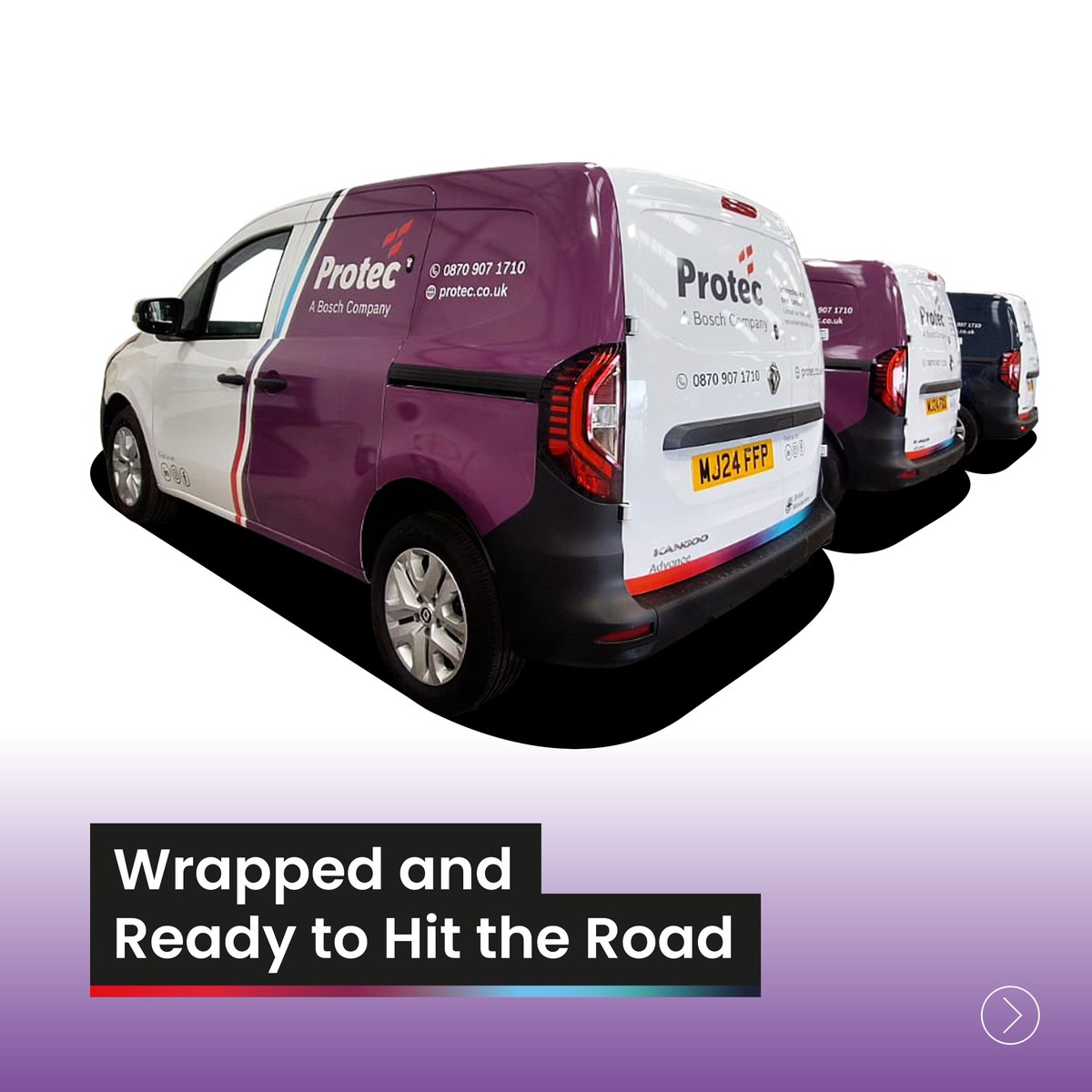 MediafleetLtd's tweet image. Wrapped and Ready to Hit the Road.

#ProtecFireandSecurityGroup welcome their new fleet of @renault_uk panel vans, unveiling their brand-new vehicle branding design.

#AlphabetGB 
#ModulSystem

#FleetManagement #VehicleBranding #Collaboration