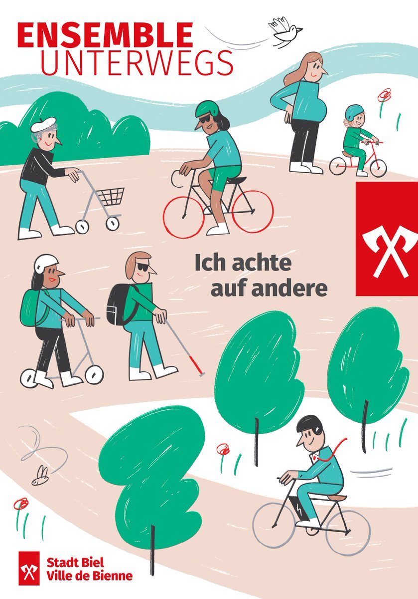 BielBienne_off's tweet photo. «Ensemble unterwegs» im öffentlichen Raum: Diesen Sommer sensibilisiert die Stadt #Biel zum zweiten Mal zum Thema #Koexistenz im öffentlichen Raum. Mit Plakaten an strategischen Standorten bei der Schüssinsel, entlang der kleinen Schüss und am Seeufer bittet sie die Menschen, aufeinander Rücksicht zu nehmen. #GemeinsamerRaum
https://t.co/jxCj7CBb6Z