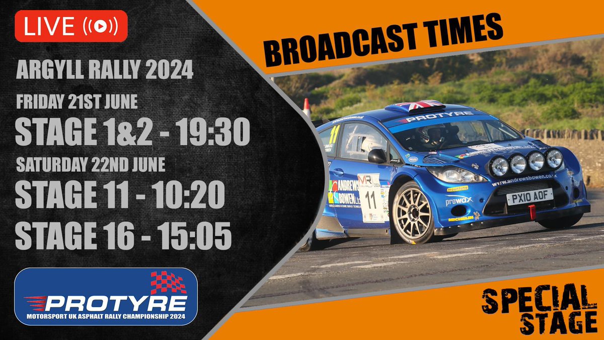 PaulWoodford84's tweet image. 𝗜𝘁’𝘀 𝗥𝗔𝗟𝗟𝗬 𝗧𝗜𝗠𝗘! 😻

The Protyre @AsphaltRallying title fight takes to the roads of the Scottish Peninsula tonight, and you’ve got 𝙨𝙩𝙖𝙜𝙚-𝙨𝙞𝙙𝙚 𝙨𝙚𝙖𝙩𝙨!

The Argyll Rally fires into action at 7:30pm tonight - tune in at SpecialStage.TV. 📺

#RallyTV